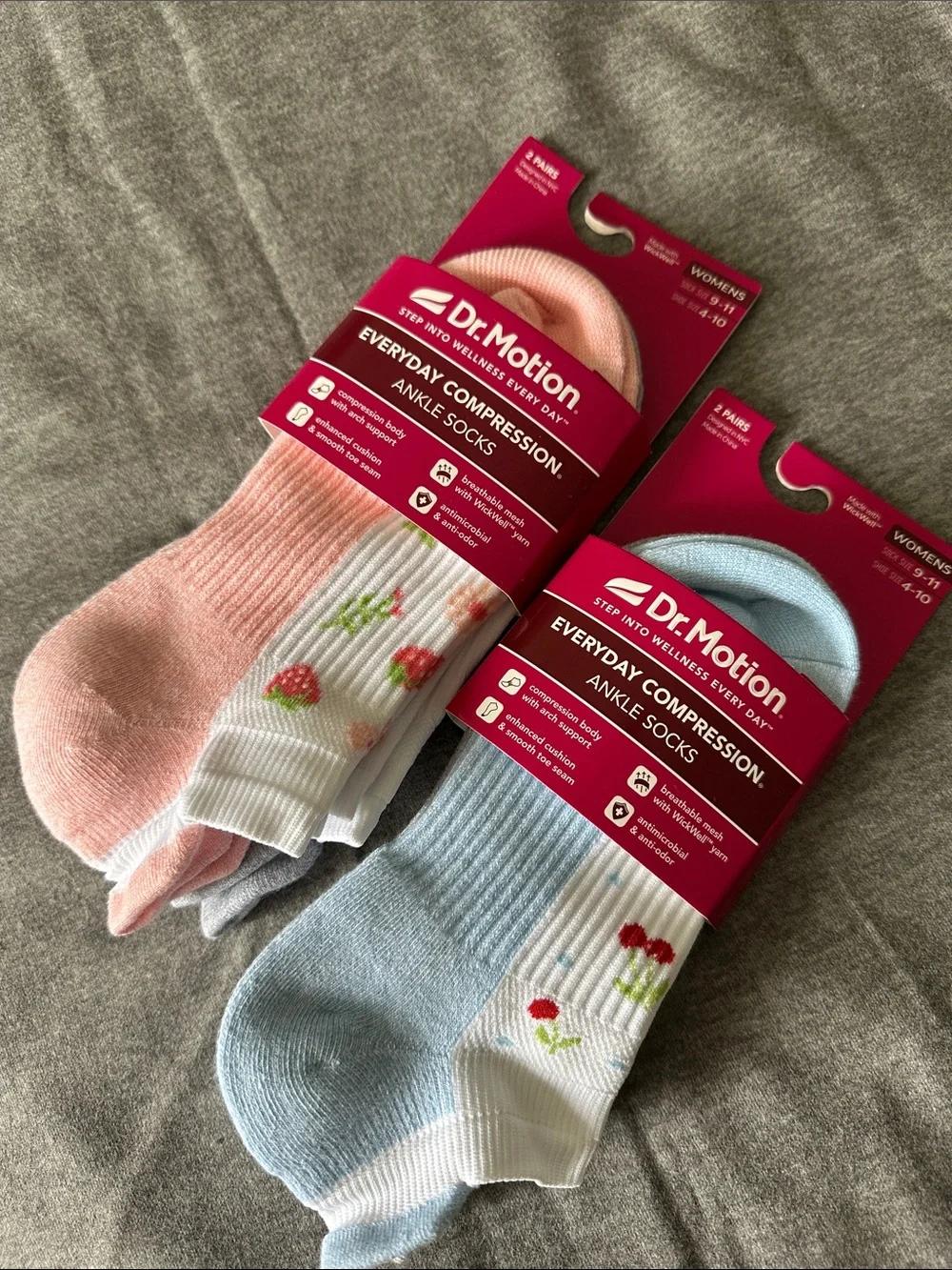 Everyday Compression Ankle Socks - Pink & Light Blue - 2 Pack